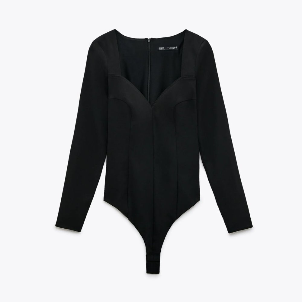 Zara Black Long Sleeves Bodysuit
